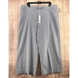 Chico's So Slimming Stripe Wide Leg Crop Pants Pull‎ On Blue White Sz 4 20R